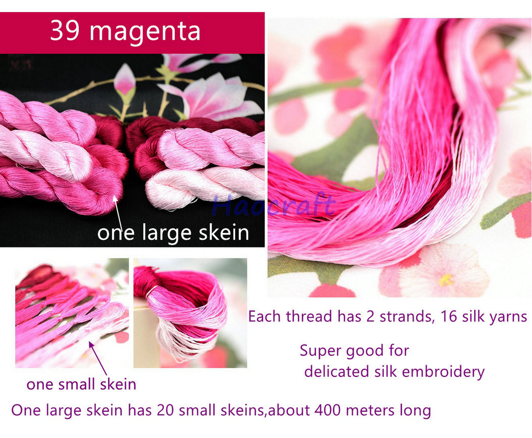 100% Mulberry Silk Embroidery Thread Skeins, Total 970 Colors/118 Color Schemes