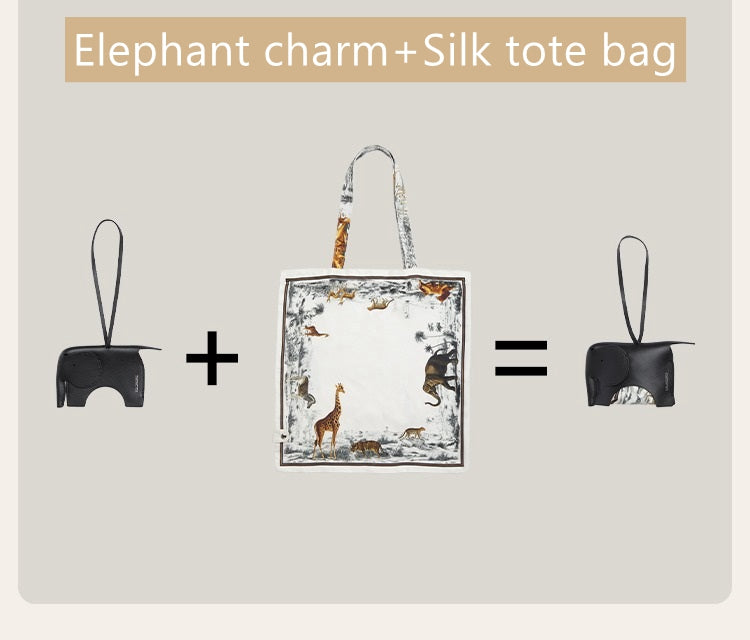 Twilly Silk Tote Bag/ Elephant Bag Charm