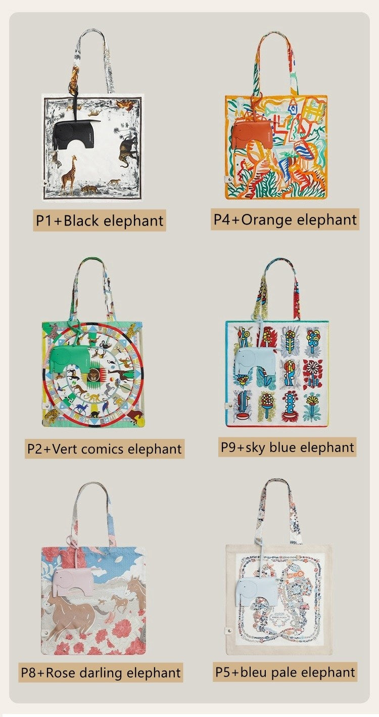 Twilly Silk Tote Bag/ Elephant Bag Charm
