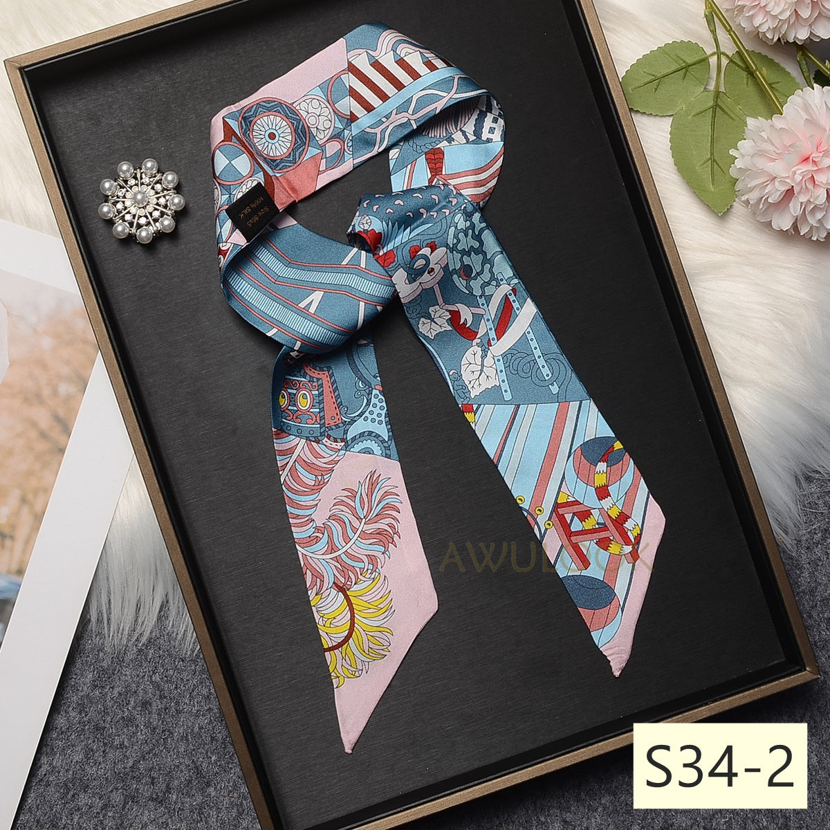 Silk Twilly,86cm× 5cm, S34