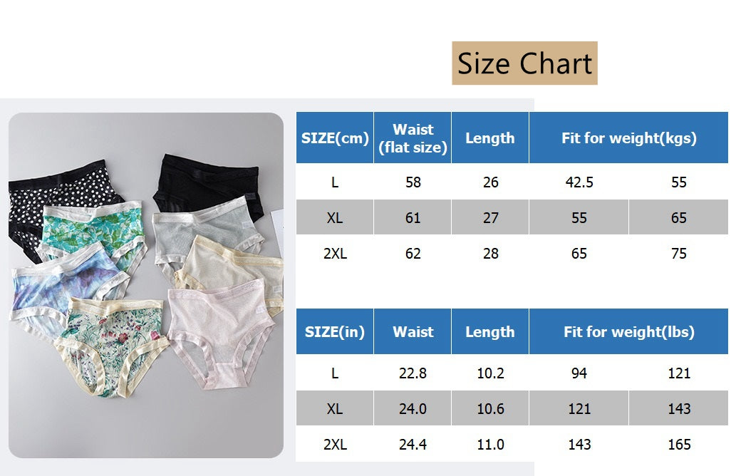 Women 100% Mesh Silk Pantie, mid waist