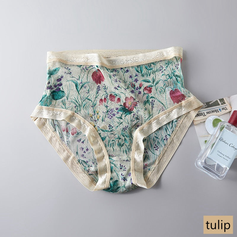 Women 100% Mesh Silk Pantie, mid waist