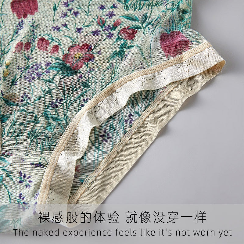 Women 100% Mesh Silk Pantie, mid waist