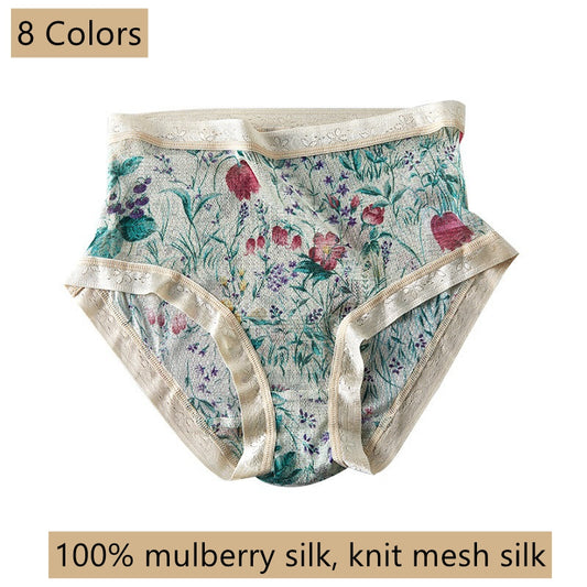 Women 100% Mesh Silk Pantie, mid waist