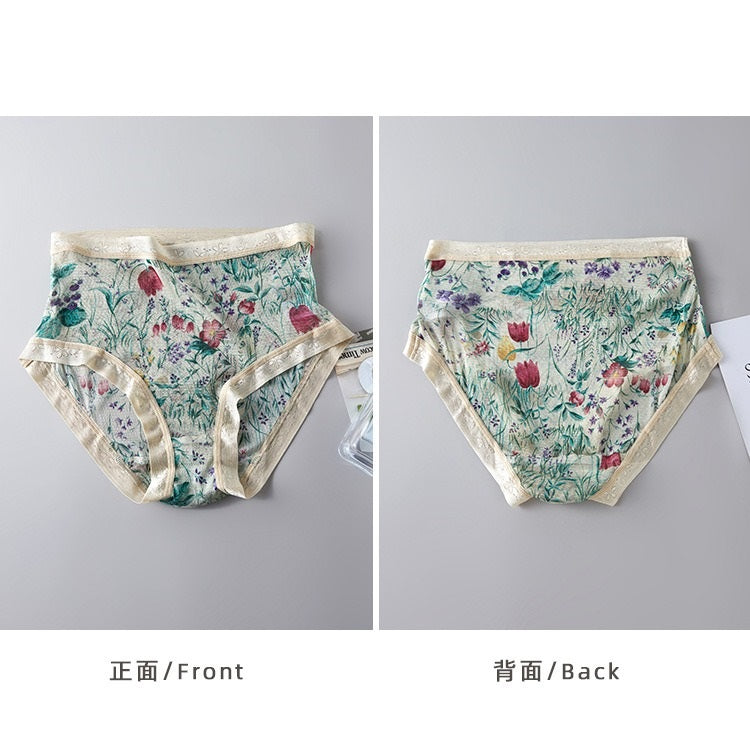 Women 100% Mesh Silk Pantie, mid waist