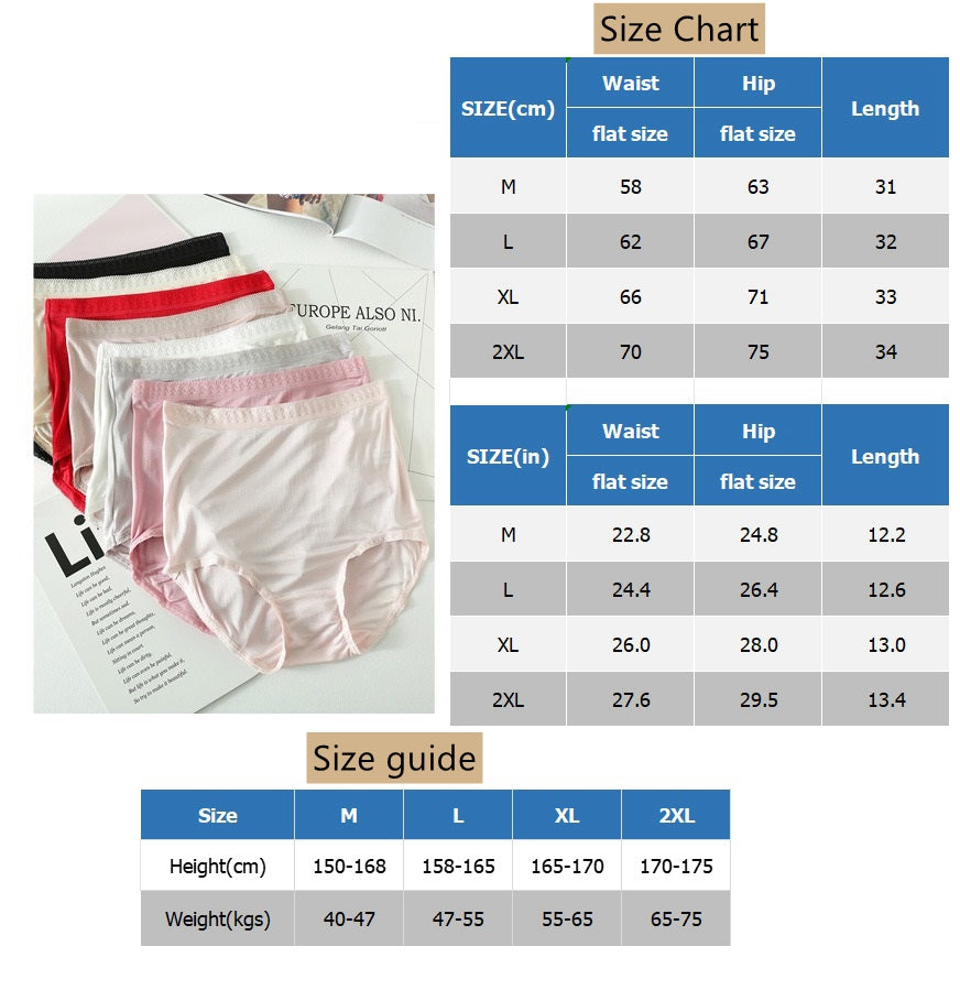 Women 100% Silk Pantie, High waist, 8 colors