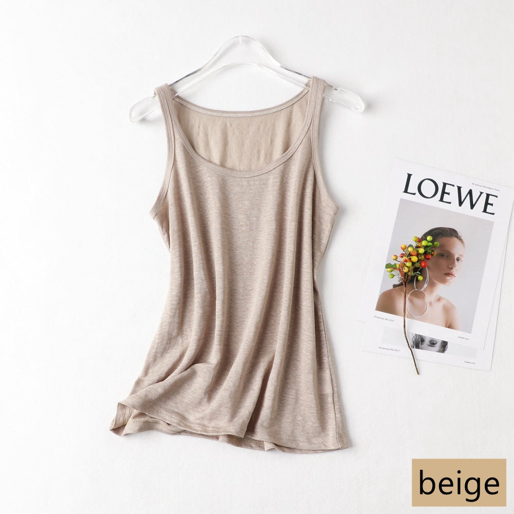 Women Silk Linen Tank Top, 7 Colors