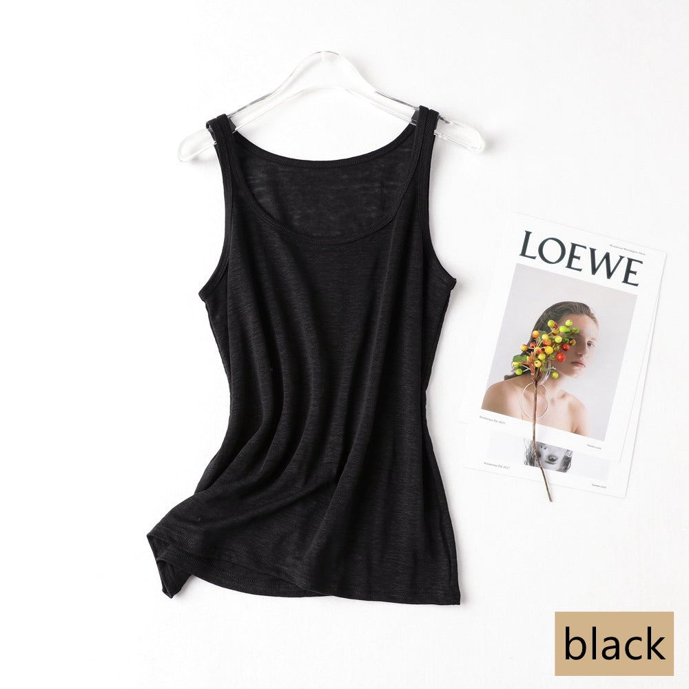 Women Silk Linen Tank Top, 7 Colors