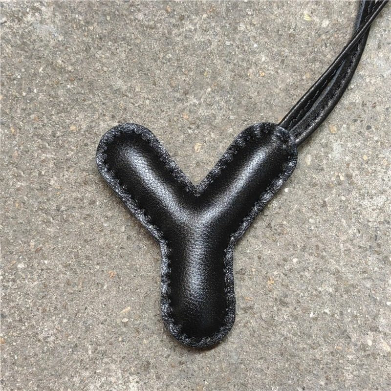 Pillow Puff Initial Lambskin Leather Bag Charm