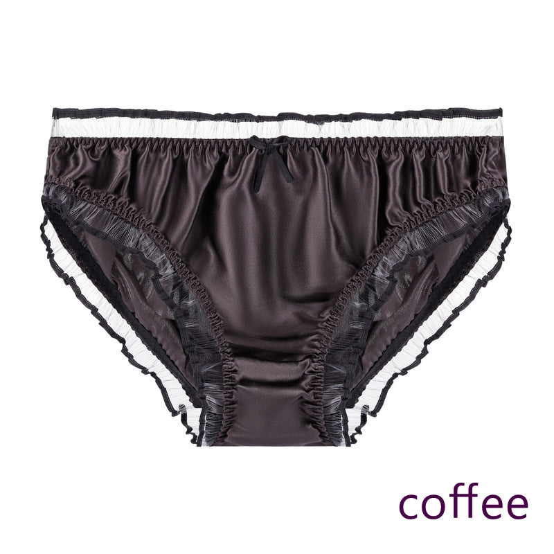 Damen-Bikini-Höschen aus Seide und Spitze mit Rüschen