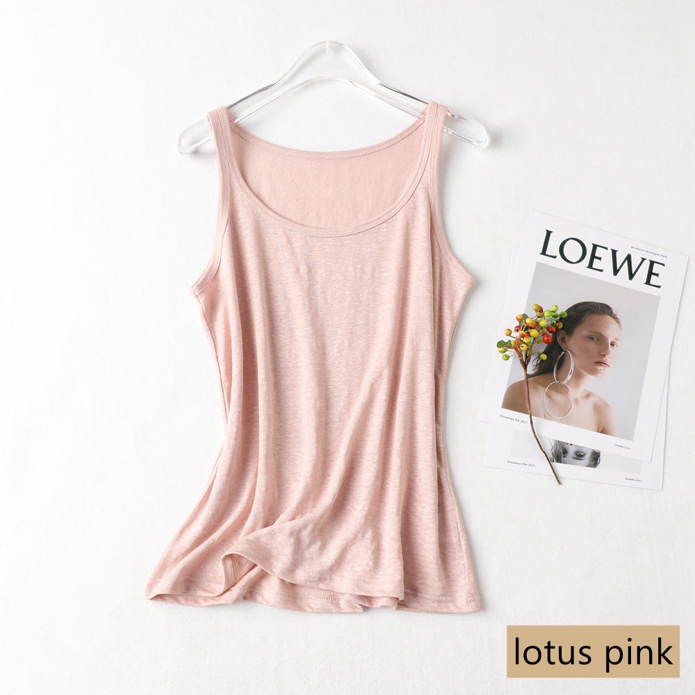 Women Silk Linen Tank Top, 7 Colors