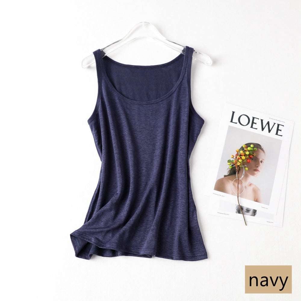 Women Silk Linen Tank Top, 7 Colors