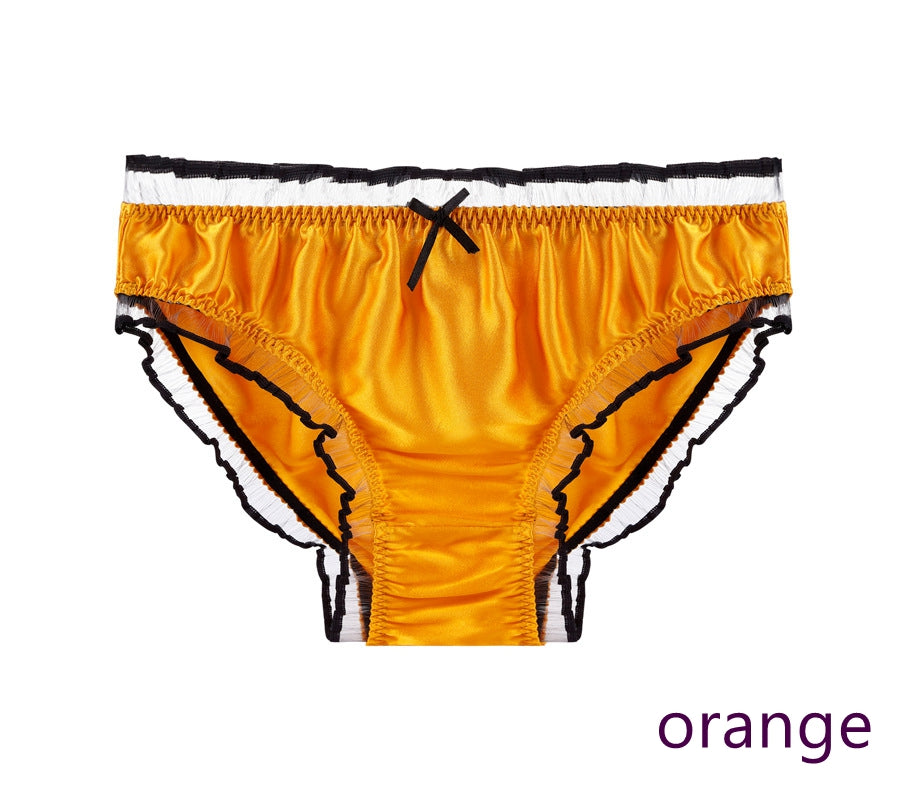 Damen-Bikini-Höschen aus Seide und Spitze mit Rüschen