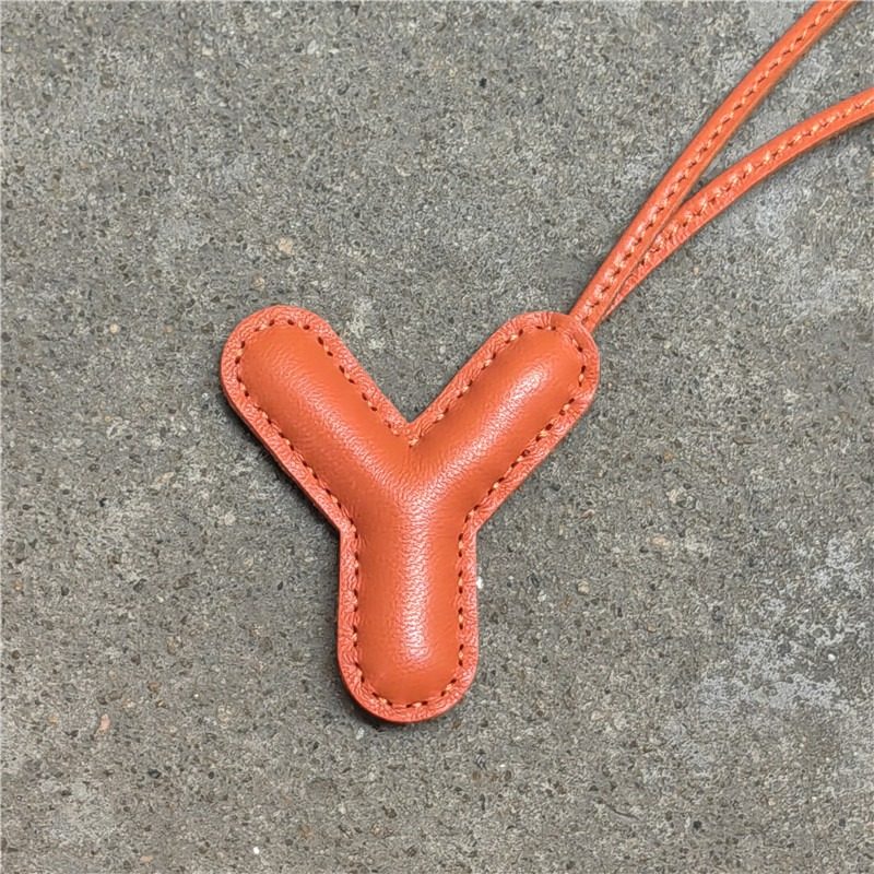 Pillow Puff Initial Lambskin Leather Bag Charm