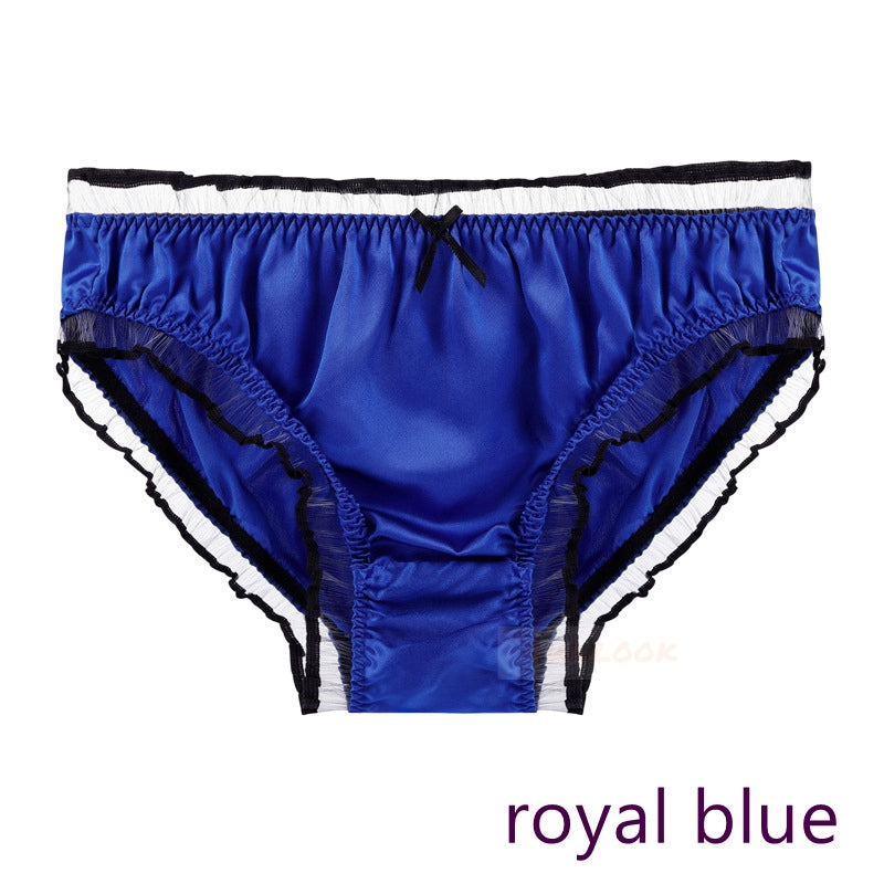 Damen-Bikini-Höschen aus Seide und Spitze mit Rüschen