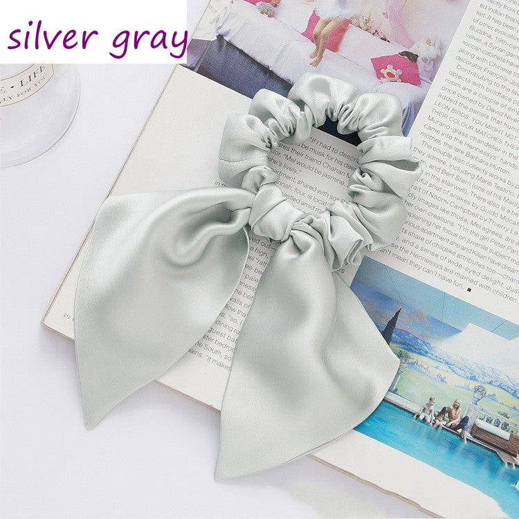 100% Silk Hair Scrunchies with Bow - Awulook