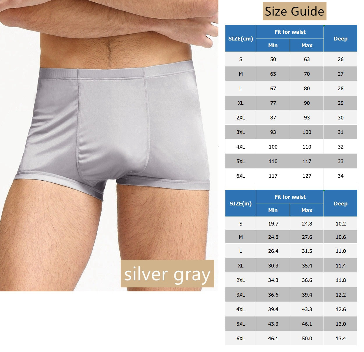 Boxer tricoté 100% soie pour hommes