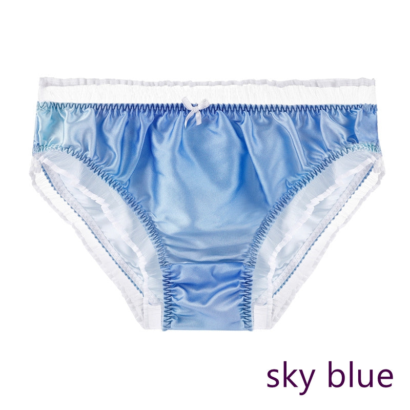 Damen-Bikini-Höschen aus Seide und Spitze mit Rüschen