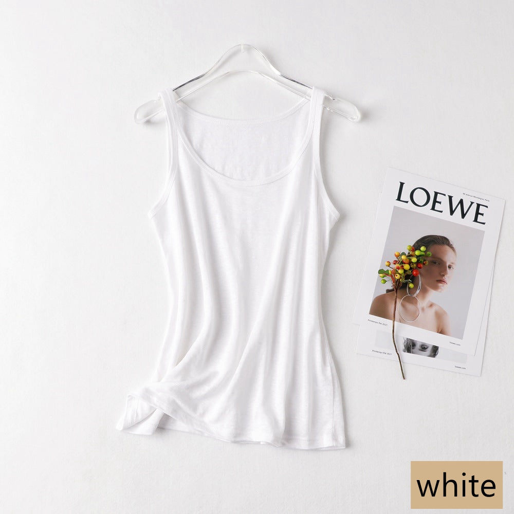 Women Silk Linen Tank Top, 7 Colors