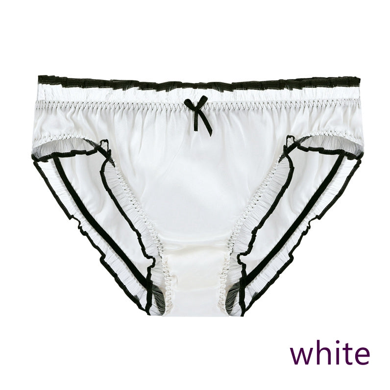 Damen-Bikini-Höschen aus Seide und Spitze mit Rüschen