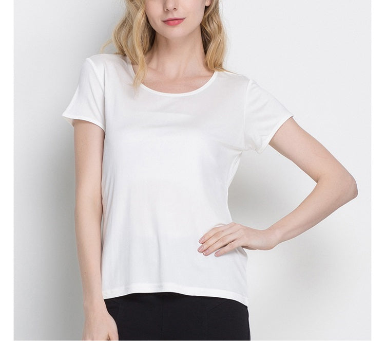 Women 100% Silk T-shirt, Crew Neck