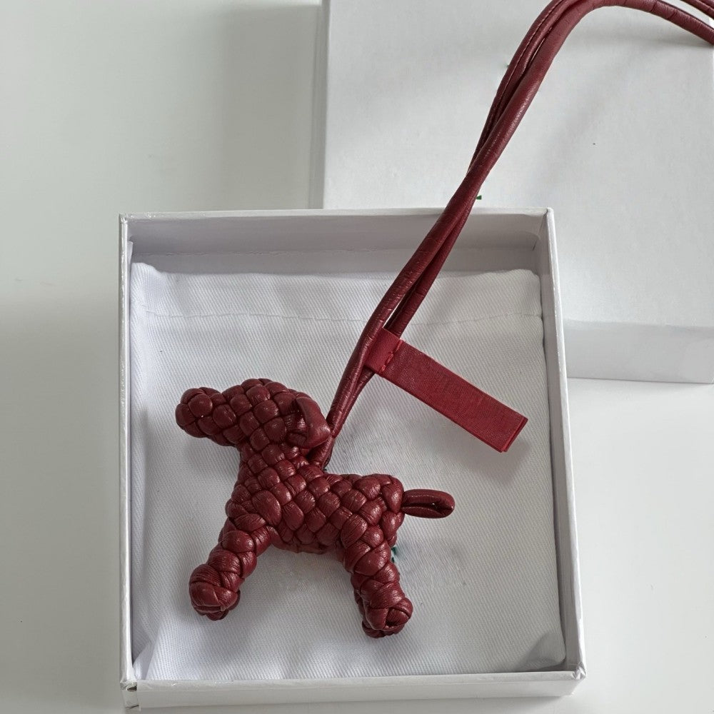 BV Leather Woven Dog Charm