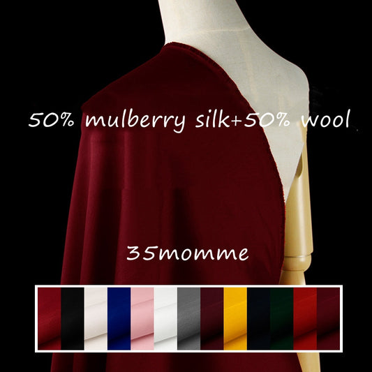 35Momme Silk Wool Twill Fabric, width 140cm/55"