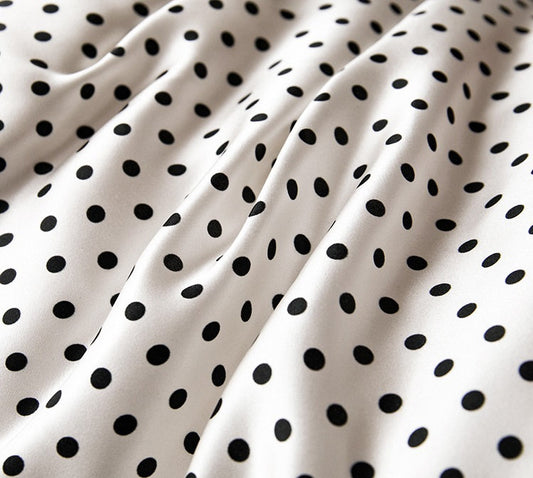 Polka Dots Printed Silk Charmeuse, 22/19/16momme