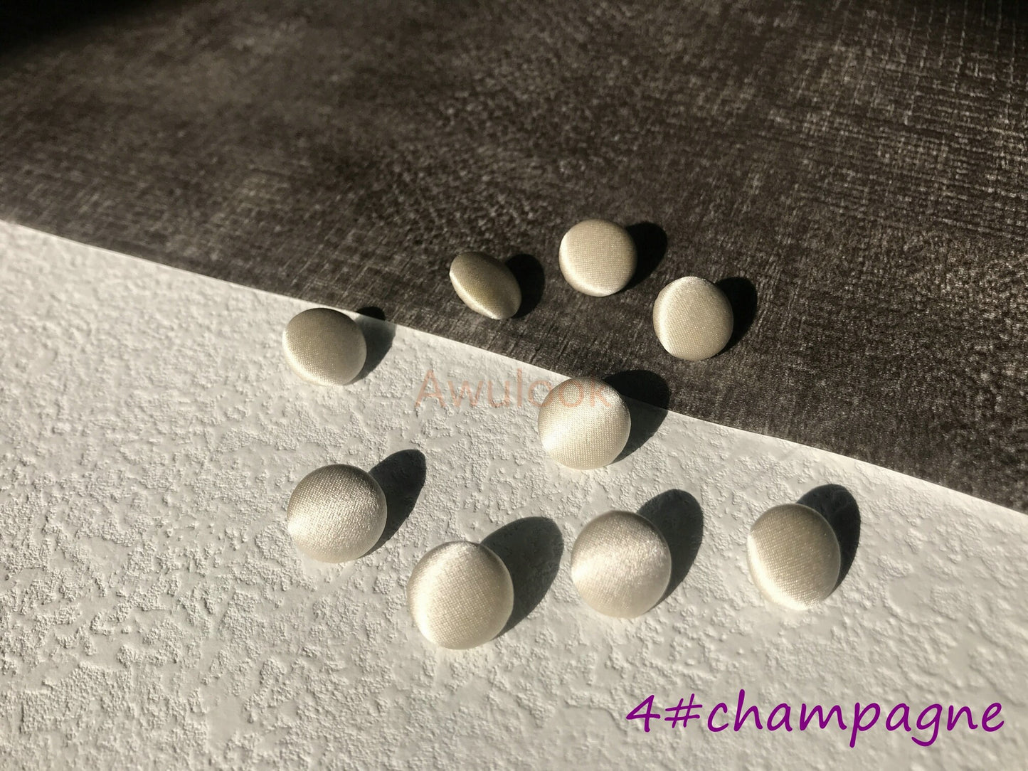 White silk charmeuse buttons