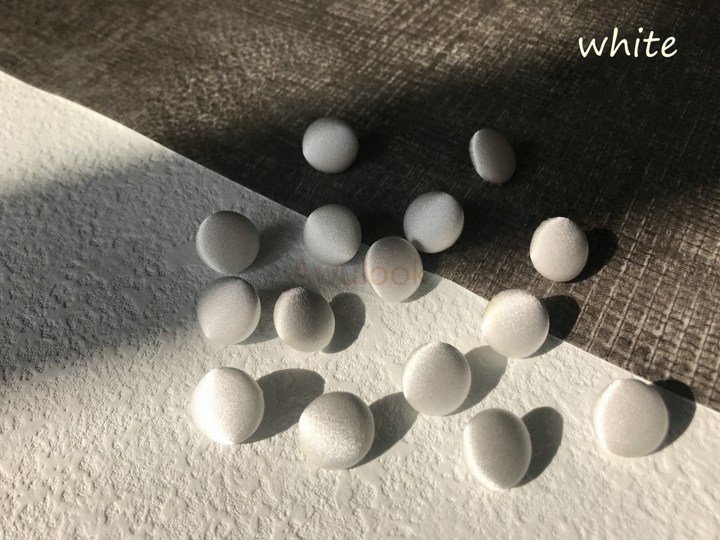 White silk charmeuse buttons
