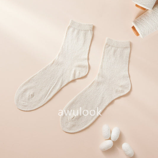 100% Natural Silk Socks, Undyed Nature Mulberry Silk, Women/ Men Silk Socks, SPA/Sleeping socks