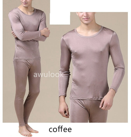 MEN Mulberry Silk Thermal Set/Leggings/Shirts, Crew neck