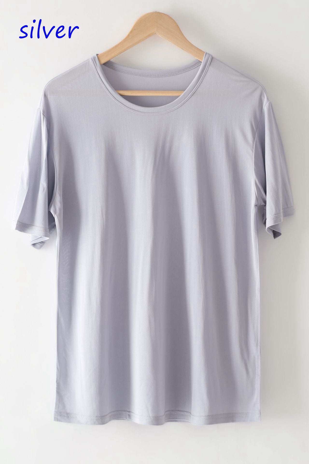 Men Mulberry Silk Crew T-shirt, 100% silk - Awulook