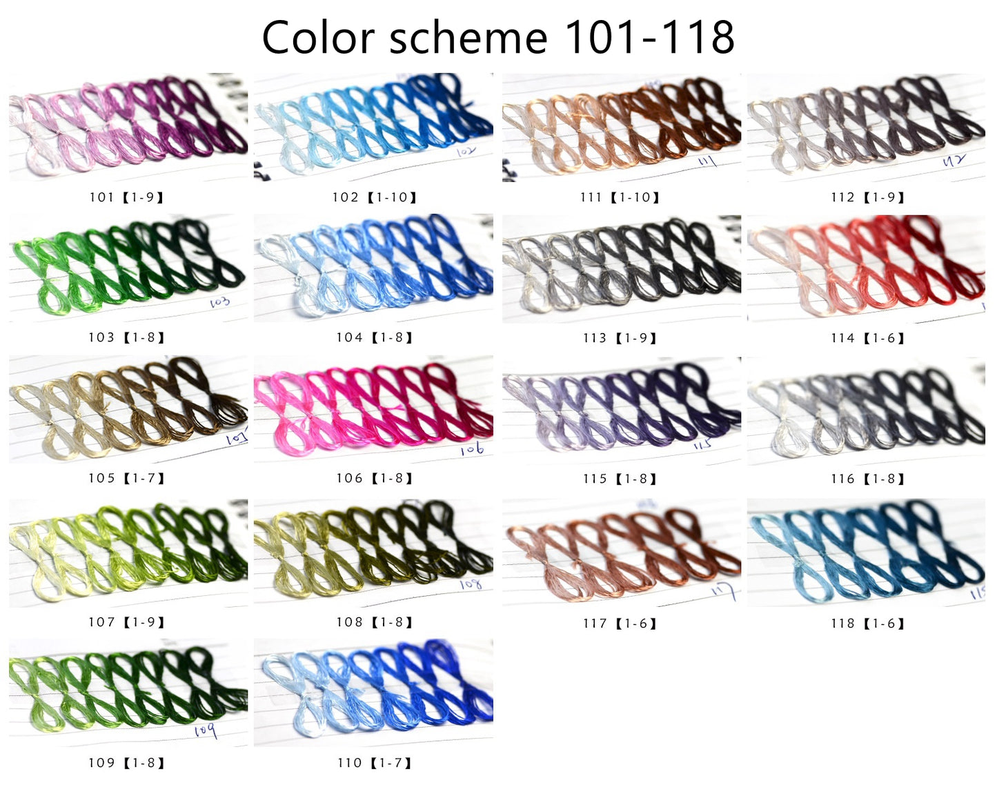 100% Mulberry Silk Embroidery Thread Skeins, Total 970 Colors/118 Color Schemes