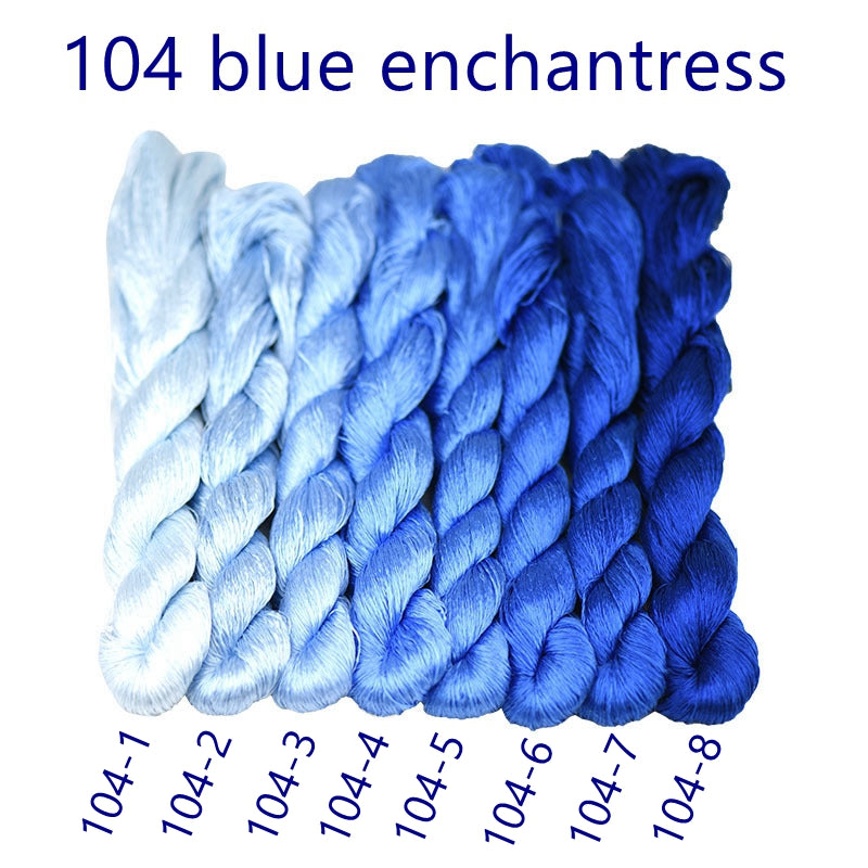 100% Mulberry Silk Embroidery Thread Skeins, Blue Colors, 400meters