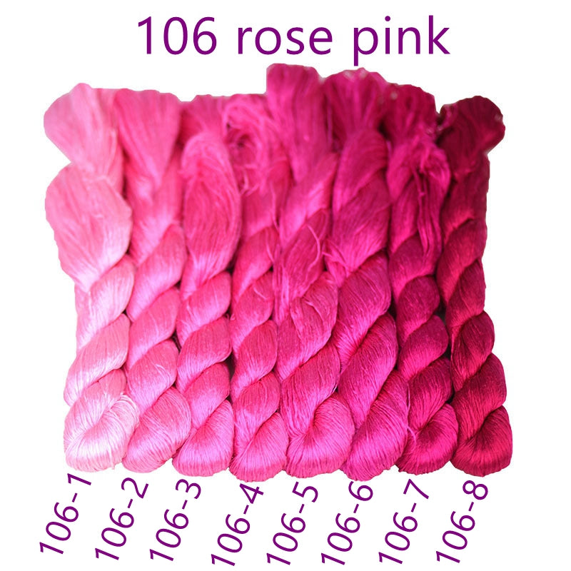 100% Mulberry Silk Embroidery Thread Skeins, Pink Colors, 400meters