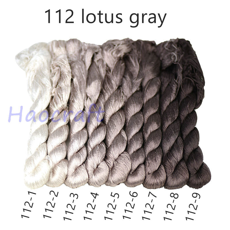 100% Mulberry Silk Embroidery Thread Skeins, Black, White, Gray colors, 400meters
