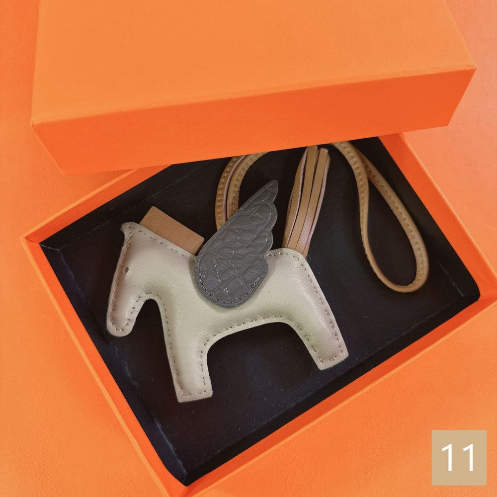 Lambskin Leather Bag Charm, Mini Flying Horse
