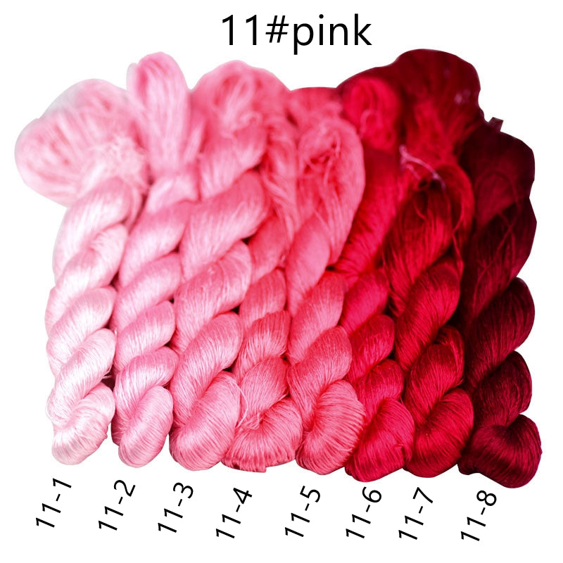 100% Mulberry Silk Embroidery Thread Skeins, Pink Colors, 400meters