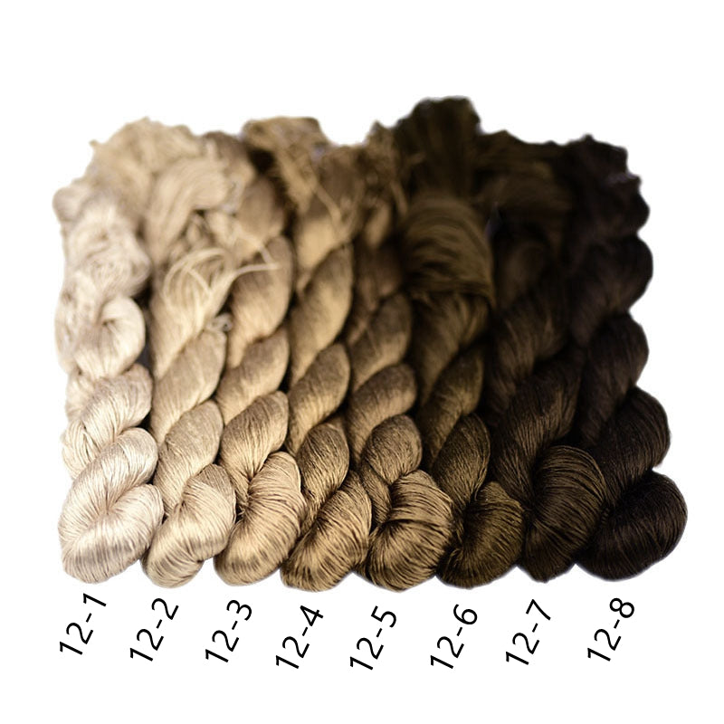 100% Mulberry Silk Embroidery Thread Skeins, Brown, Coffee Colors, 400meters