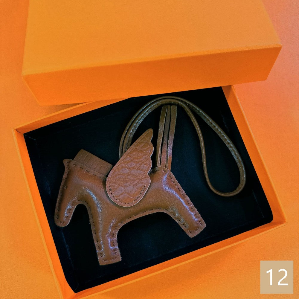 Lambskin Leather Bag Charm, Mini Flying Horse