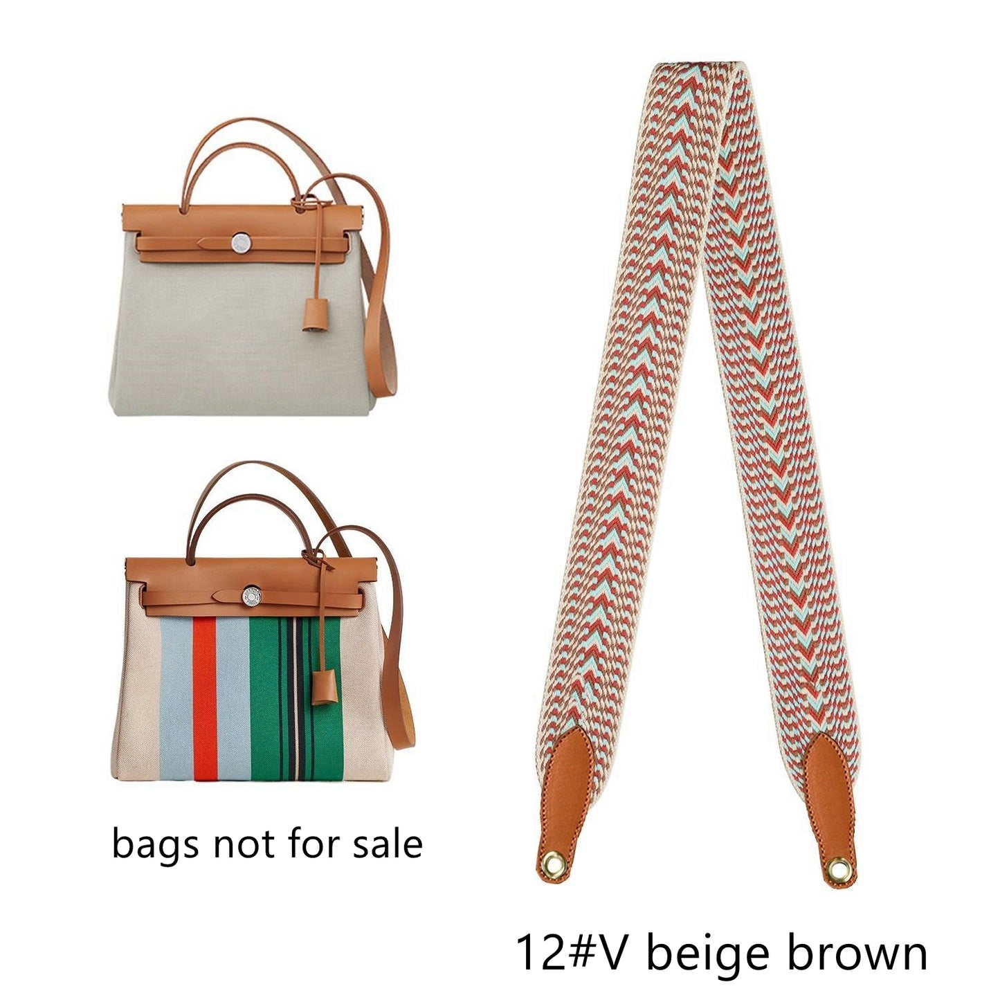 Bandoulière en cuir et toile élargie de 5 cm/2 pouces pour sac à main