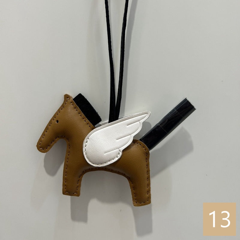 Lambskin Leather Bag Charm, Mini Flying Horse