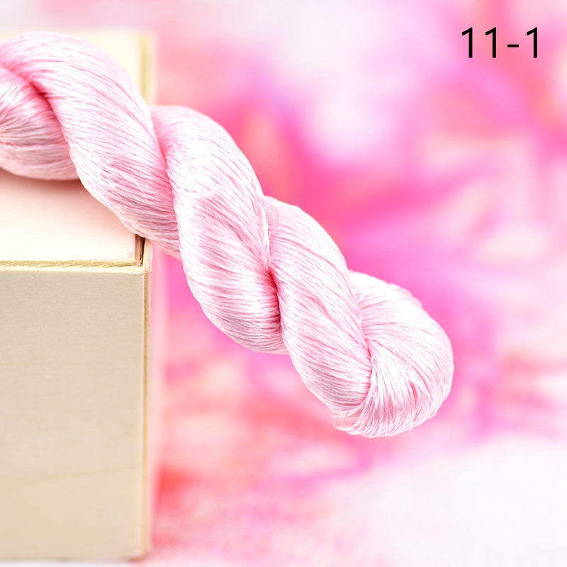 100% Mulberry Silk Embroidery Thread Skeins, Pink Colors, 400meters