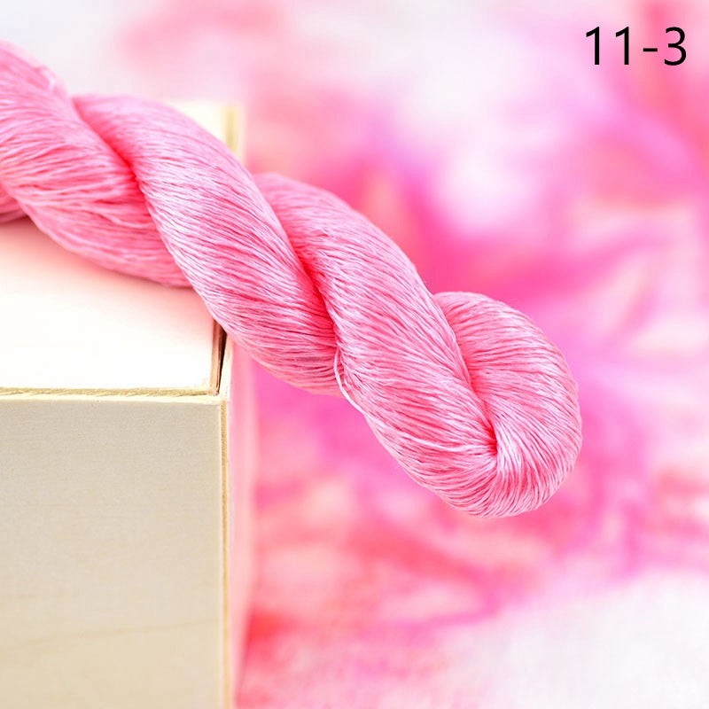 100% Mulberry Silk Embroidery Thread Skeins, Pink Colors, 400meters