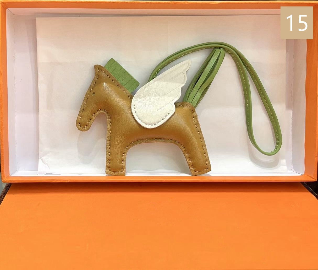 Lambskin Leather Bag Charm, Mini Flying Horse