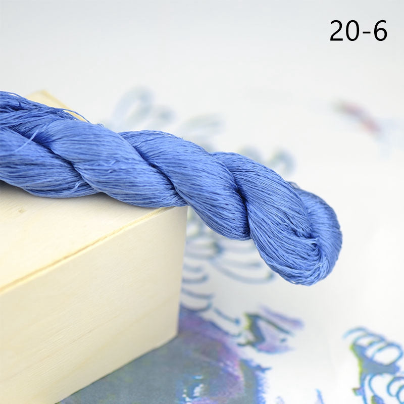 100% Mulberry Silk Embroidery Thread Skeins, Blue Colors, 400meters