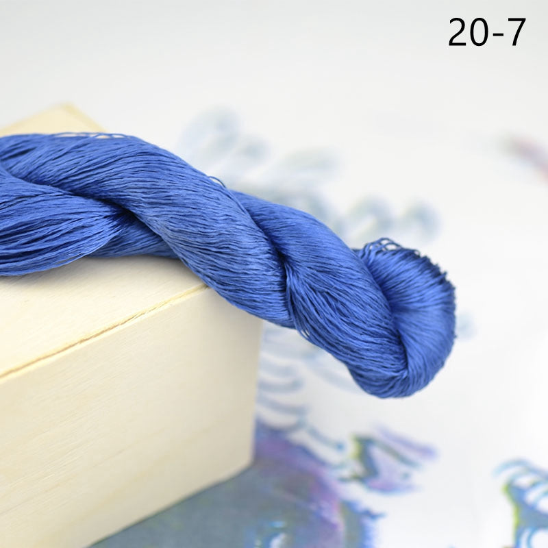 100% Mulberry Silk Embroidery Thread Skeins, Blue Colors, 400meters