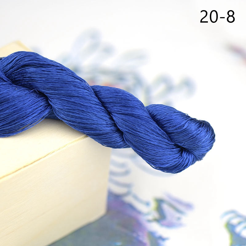 100% Mulberry Silk Embroidery Thread Skeins, Blue Colors, 400meters