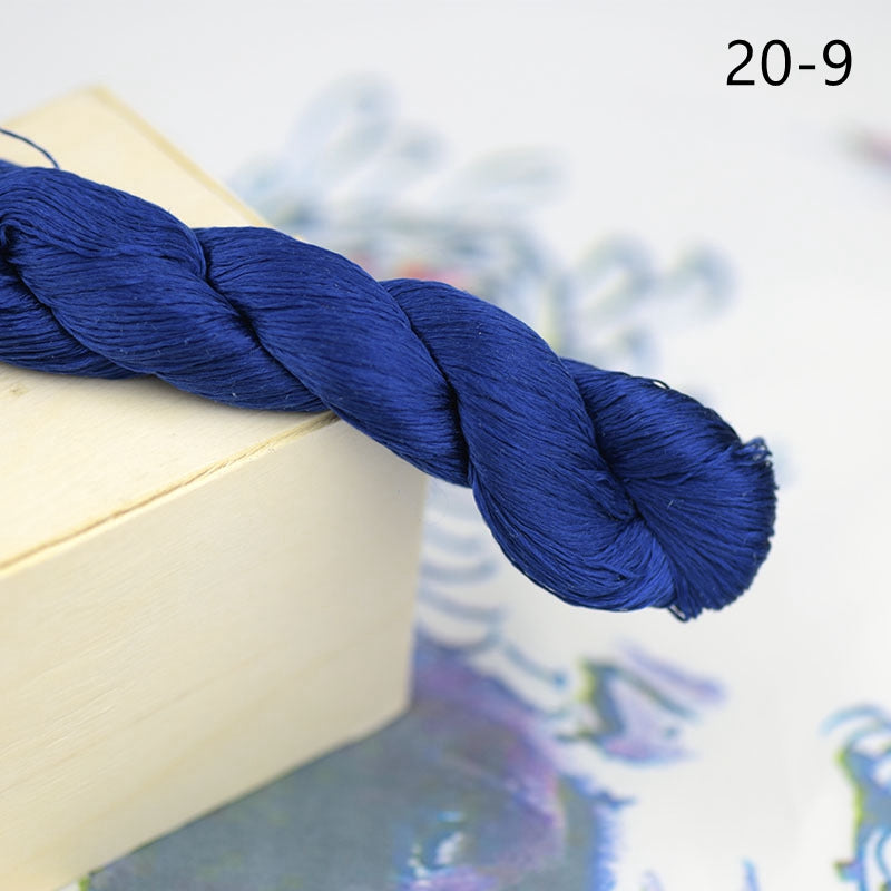 100% Mulberry Silk Embroidery Thread Skeins, Blue Colors, 400meters